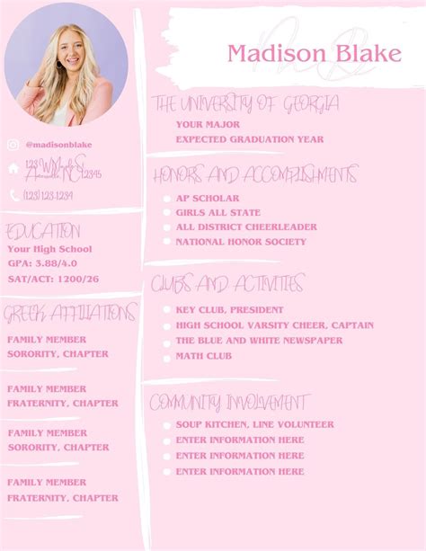 Sorority Resume Template Hacks