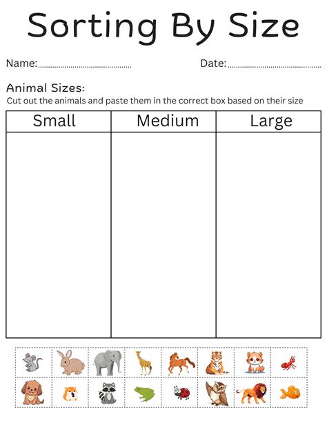 Sort By Size Worksheet for Kids