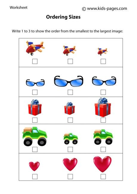 Sort By Size Worksheet for Kids