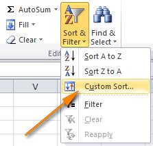 Sort & Filter Button in Excel