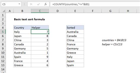 Sorting Formulas Alphabetically