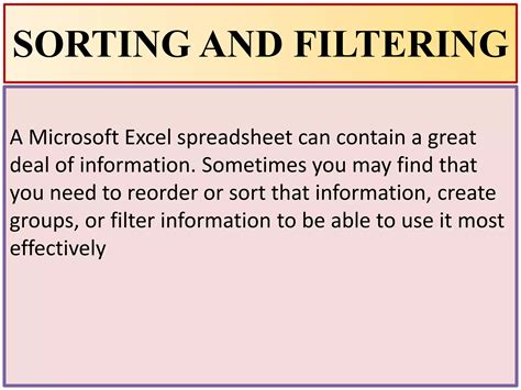 Sorting and filtering importance