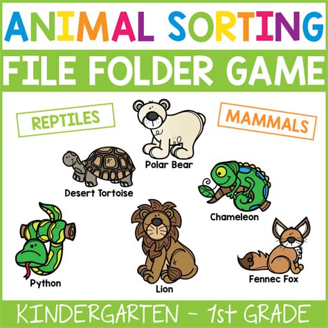 Sorting animals file folder activity