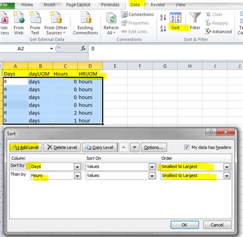 Sorting rows by date in ascending order