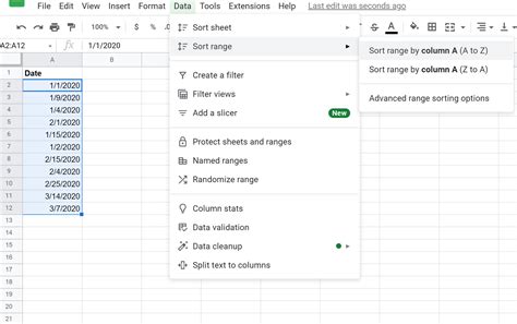 Sorting rows by date in Google Sheets mobile