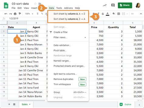 Sorting rows by date in Google Sheets web