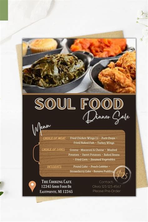 Soul Food Flyer Template with a image of fried okra