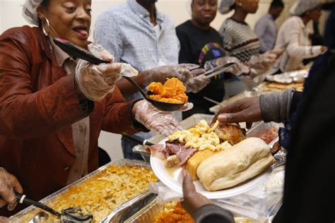 A soup kitchen serving hot meals