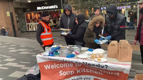 Soup kitchen breakfast for homeless