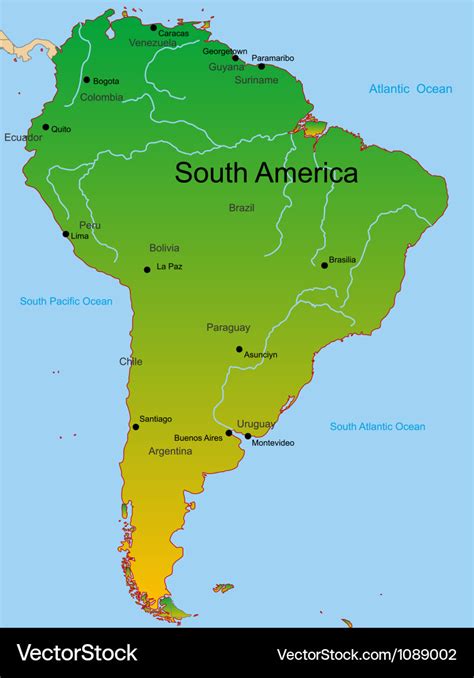 A map of the continent of South America