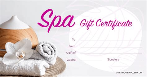 Spa Day Gift Certificate Template