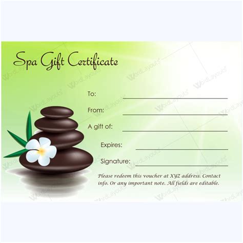 Spa Gift Card Template Microsoft Word