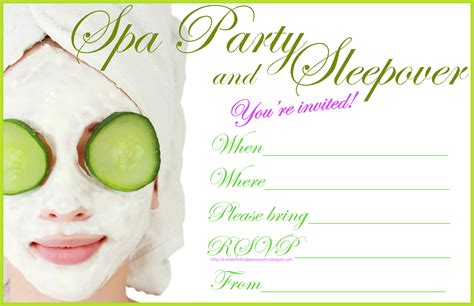 Spa Night Sleepover Invitation Template