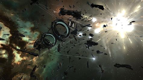 A spaceship destroyed, with debris flying everywhere and a massive explosion in the background