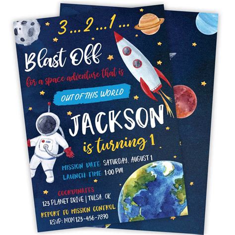 Space-themed birthday invitation