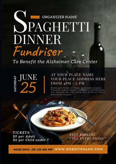 Spaghetti dinner fundraiser flyer template 1