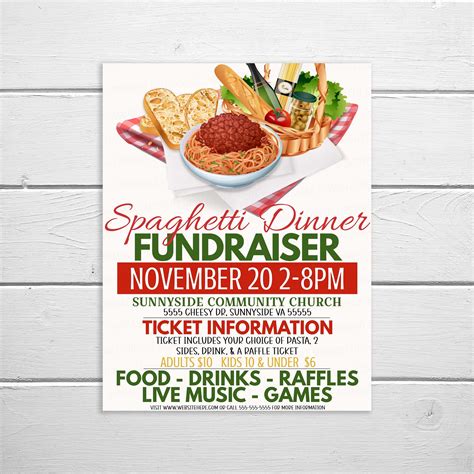 Spaghetti dinner fundraiser flyer template 10