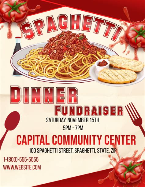 Spaghetti dinner fundraiser flyer template 7