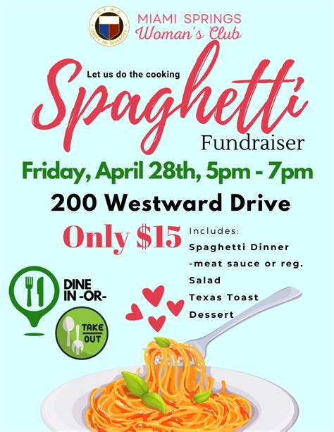 Spaghetti dinner fundraiser flyer with image