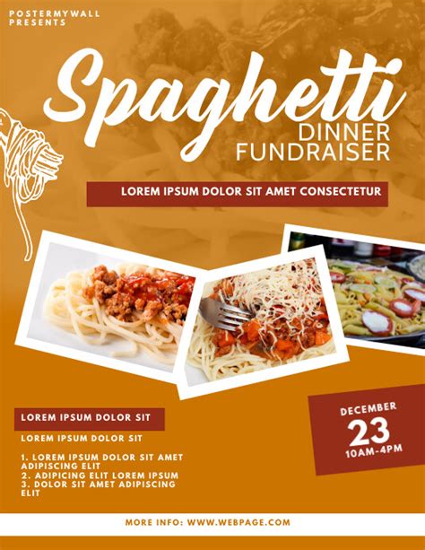 Spaghetti dinner fundraiser flyer with social media