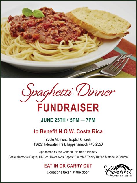 Spaghetti dinner fundraiser flyer with sponsors