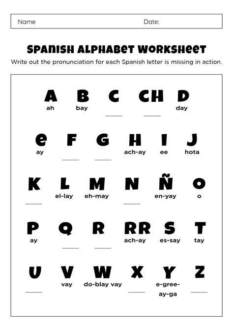 Spanish Alphabet Worksheets