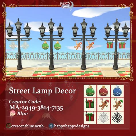 Street lamp display with lights, ornaments, and tinsel