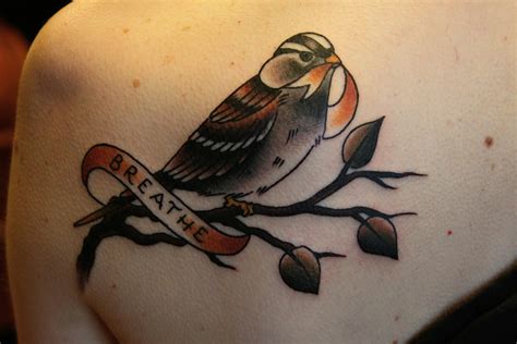 Sparrow bird tattoo placement