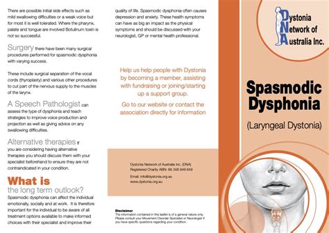 Support for spasmodic dysphonia