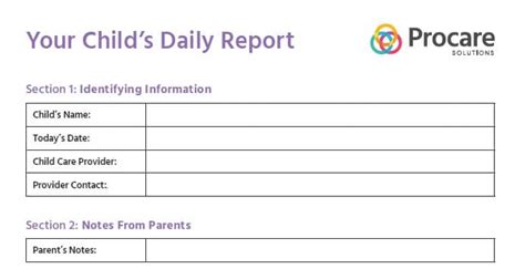 Special Needs Daycare Progress Report Template