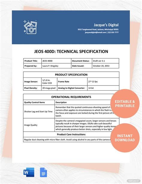 Specification Template