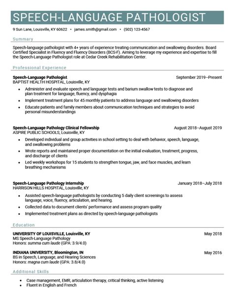 Speech-language pathologist resume template