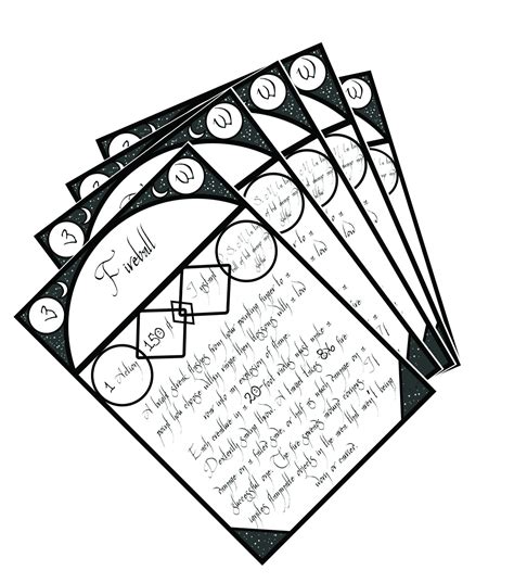 Example of a completed spell card template