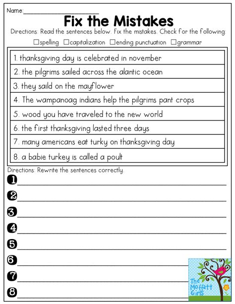 Spelling Mistakes Worksheets for Grade 4