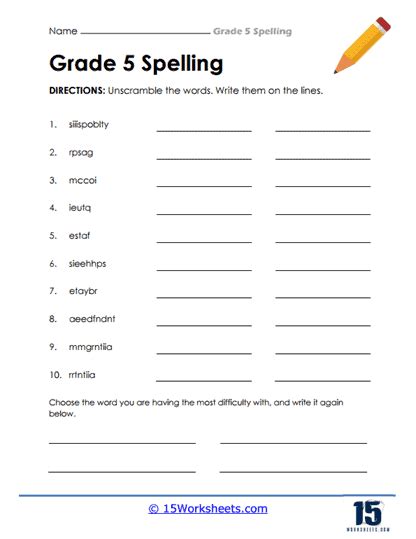 Spelling Worksheets for Kids