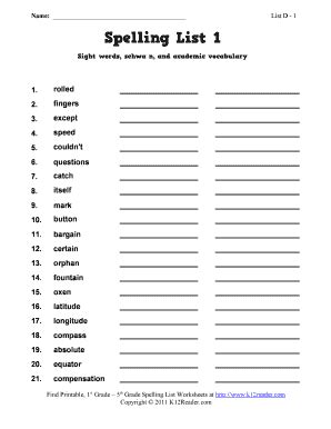 Spelling Worksheets for Grade 4