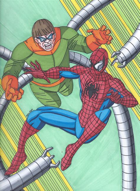 Spiderman battling his nemesis, Doctor Octopus