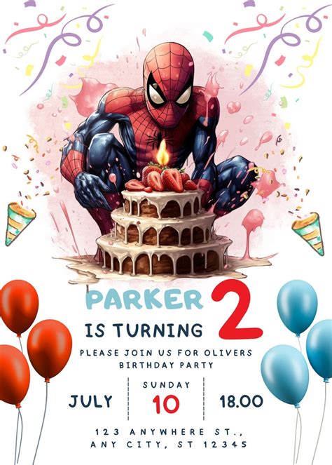 Spiderman Birthday Invitations