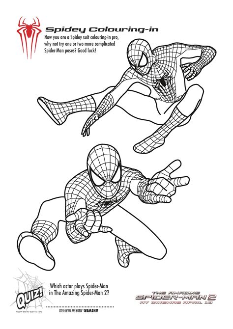 Spiderman coloring sheet featuring Spiderman's spider-sense