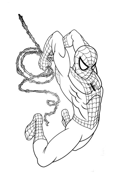 Spiderman coloring sheet featuring Spiderman's spider-mobile