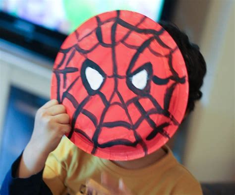 Spider-Man Face Template Paper Plate Craft