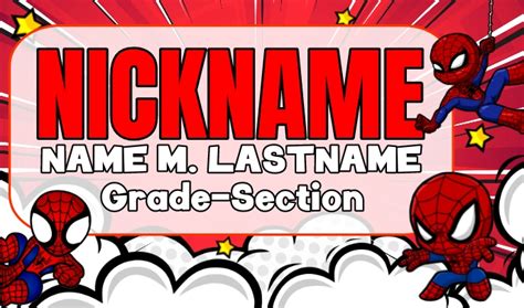 Spider-Man Name Tag Templates Free