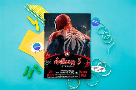 Spiderman Party Invitation Template 3