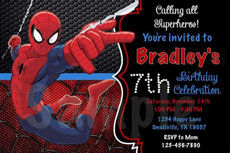 Spiderman Party Invitation Template Celebration