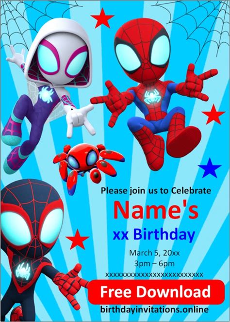 Spidey Amazing Friends Birthday Invitations Template 2