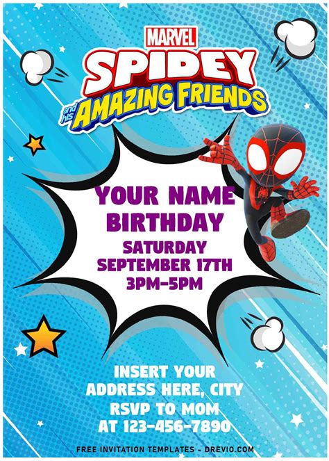 Spidey Amazing Friends Birthday Invitations Template Free 8