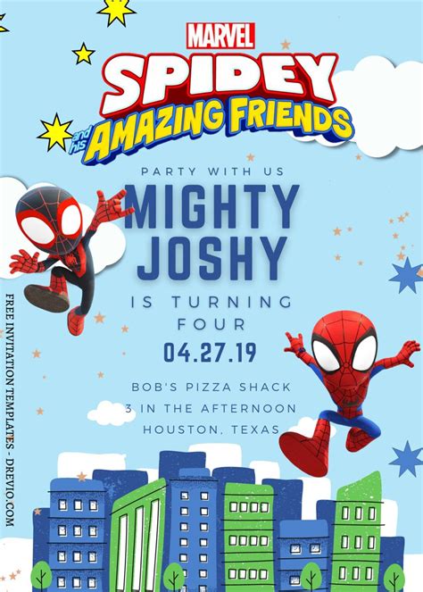 Spidey Birthday Invitations Templates Printable 9