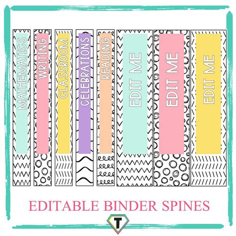 Spine Template for Binder Organization