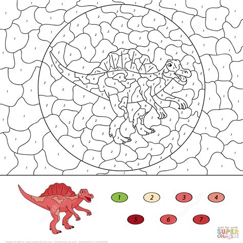 Spinosaurus color by number printable