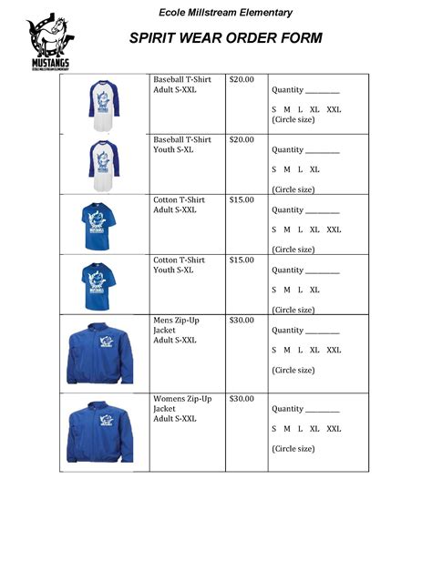 Spirit Wear Order Form Template Download